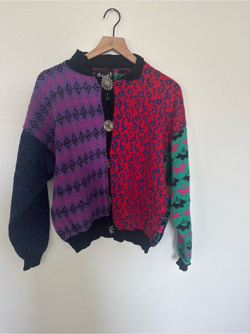 Vintage Jeanne Pierre 100% Cotton Patchwork Artsy Sweater